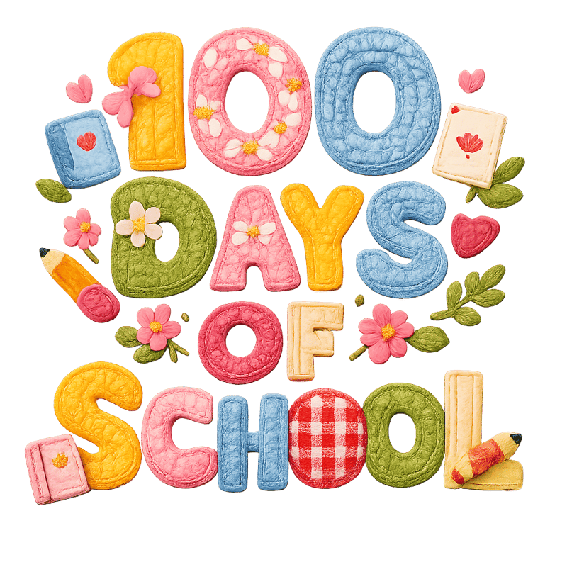 100 Days of School Yarn Typography