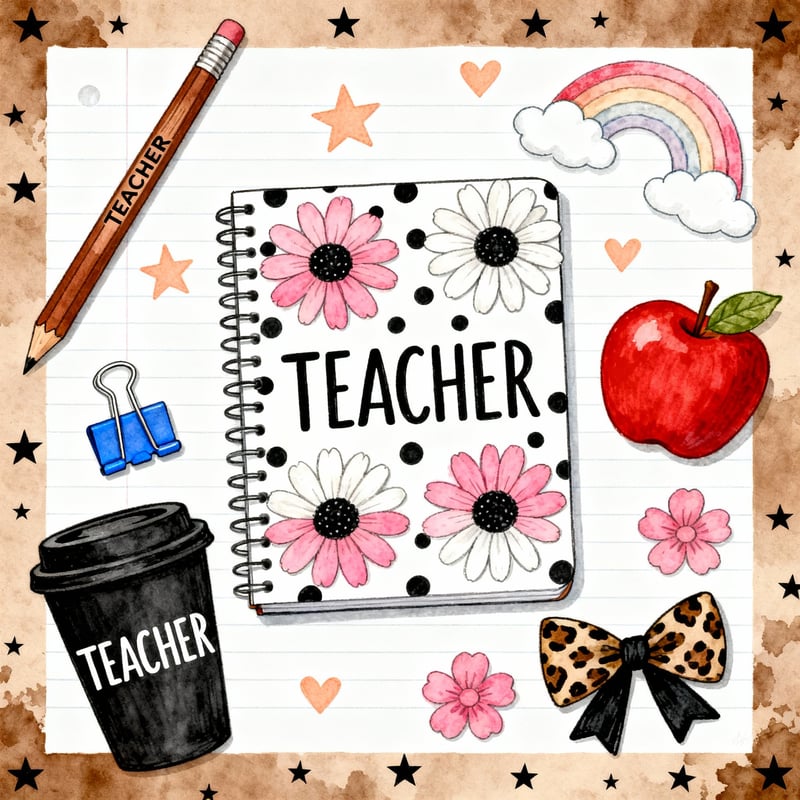 Teacher-Themed Stationery Illustration