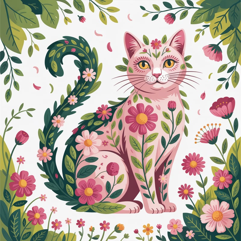 Floral Cat Graphic