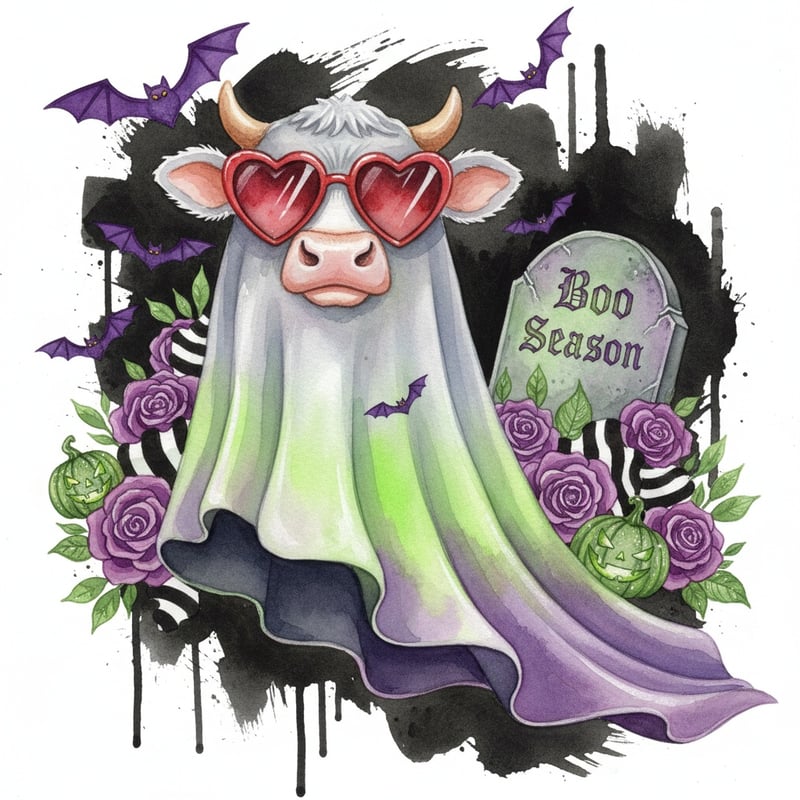 Cute Cow with Heart Sunglasses Art