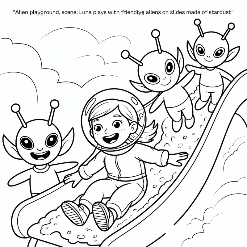 Luna's Alien Playground Coloring Page