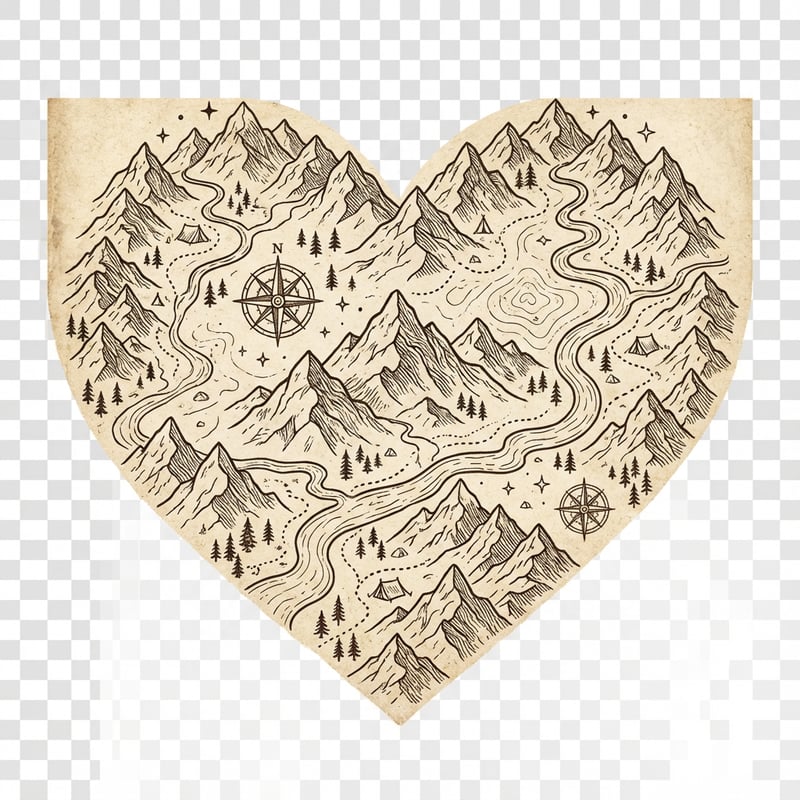 Hand-Drawn Heart Map Illustration