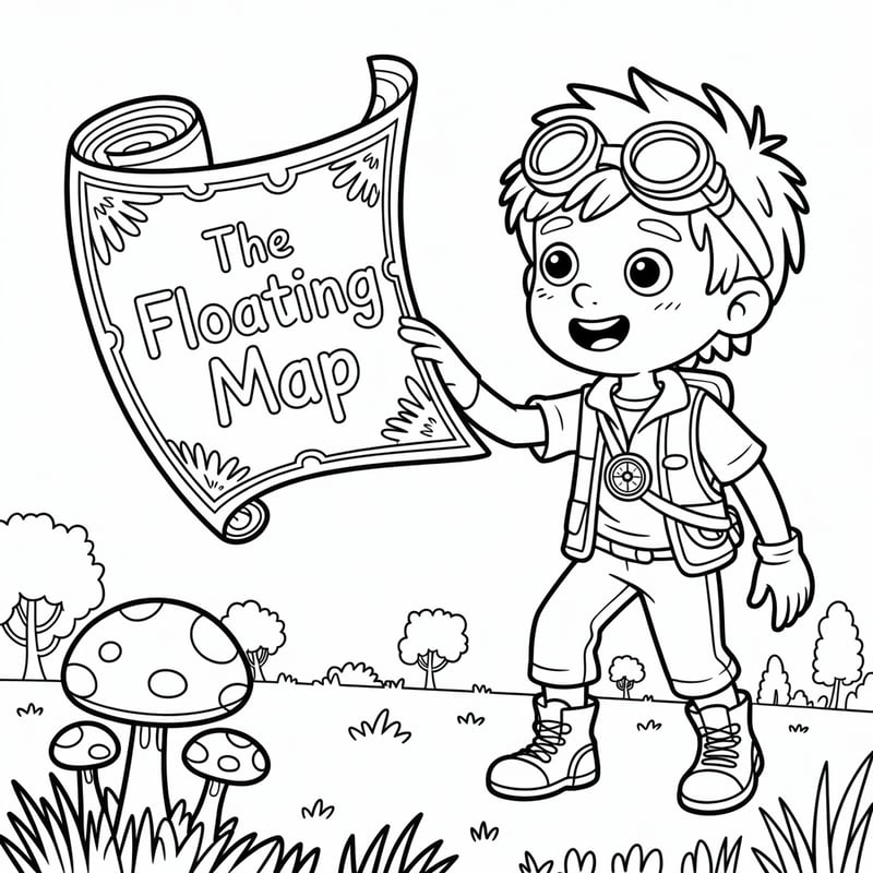 Jasper and the Floating Map Coloring Page