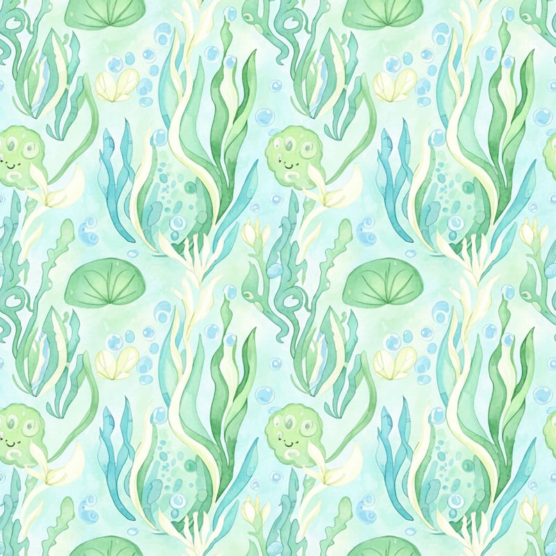 Cute Seaweed and Water Plants Pattern