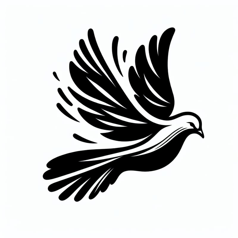 Minimalist Black Ink Dove Drawing