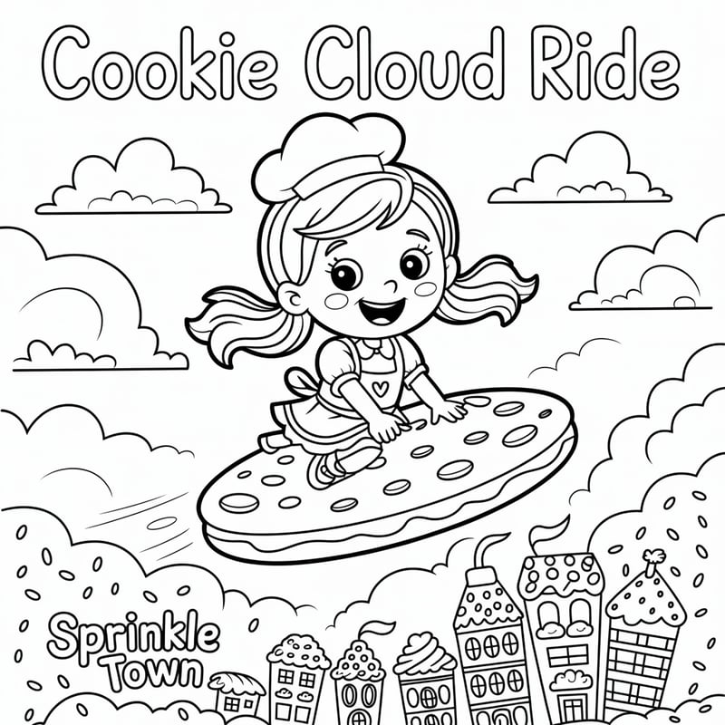 Bella's Cookie Cloud Ride Coloring Page