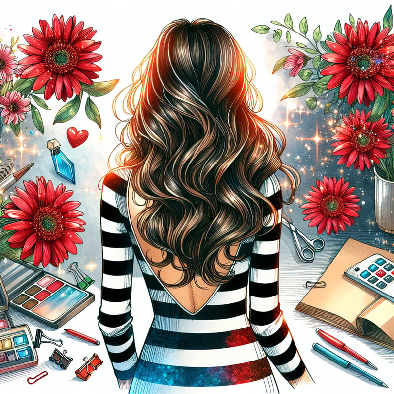Watercolor Art of Woman with Sparkling Daisies