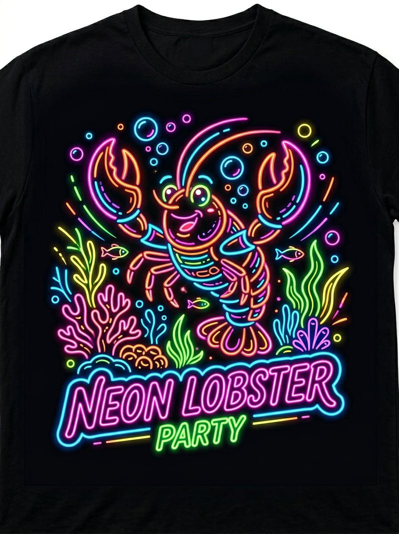 Neon Playful Lobster T-shirt Design