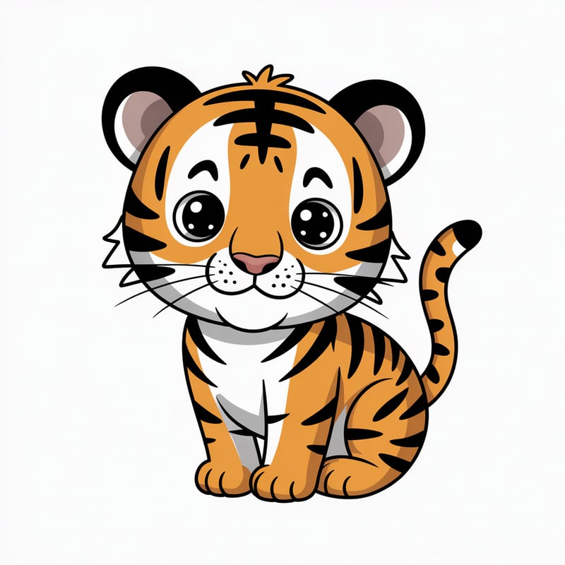 Cute Animated Tiger Sitting
