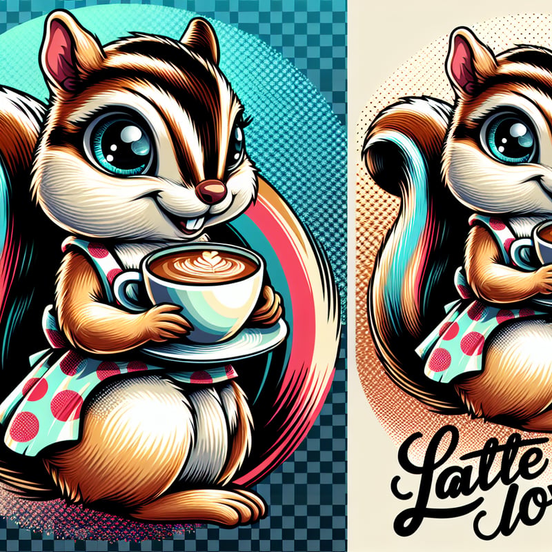 Chipmunk with Coffee in Pop Art Style