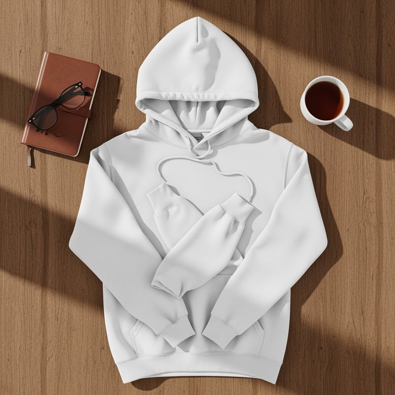 Flat Lay White Gildan 18500 Hoodie Mockup