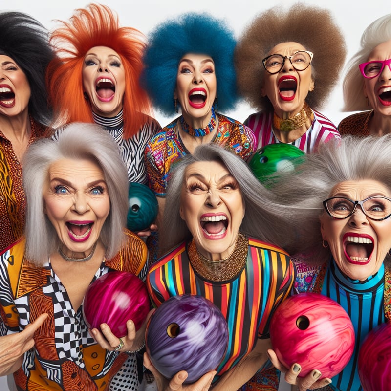 Playful Senior Women Bowling Fun