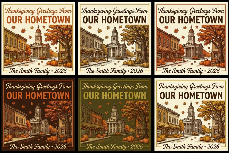 Vintage Hometown Thanksgiving Cards