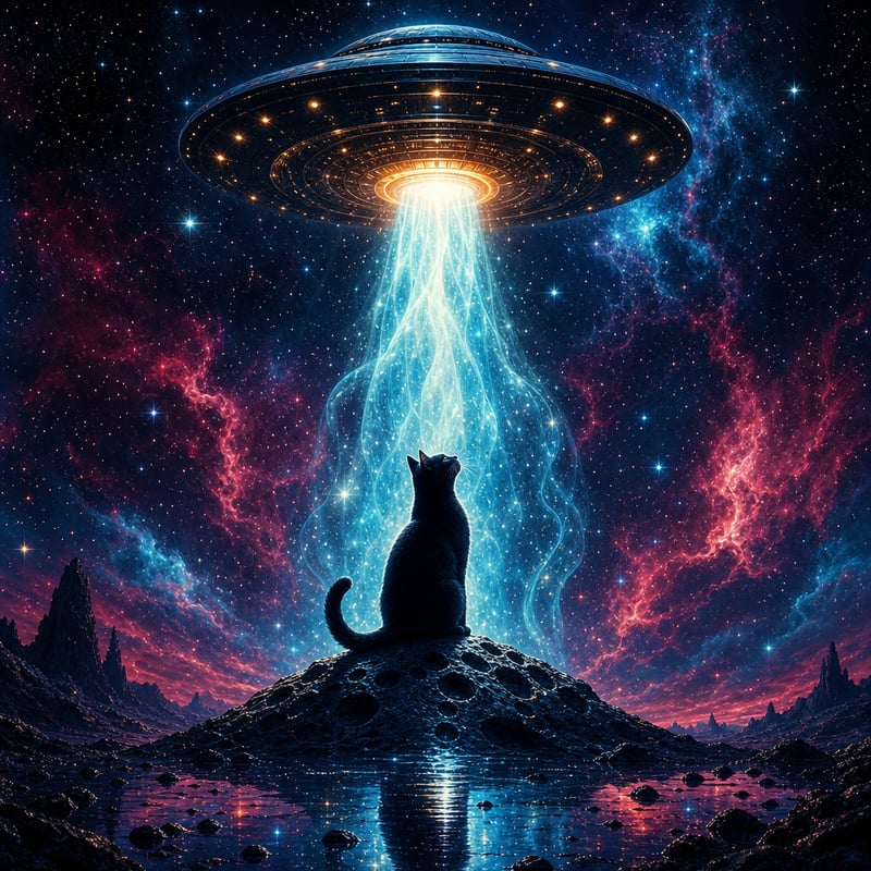 Cat and UFO Cosmic Tumbler Wrap