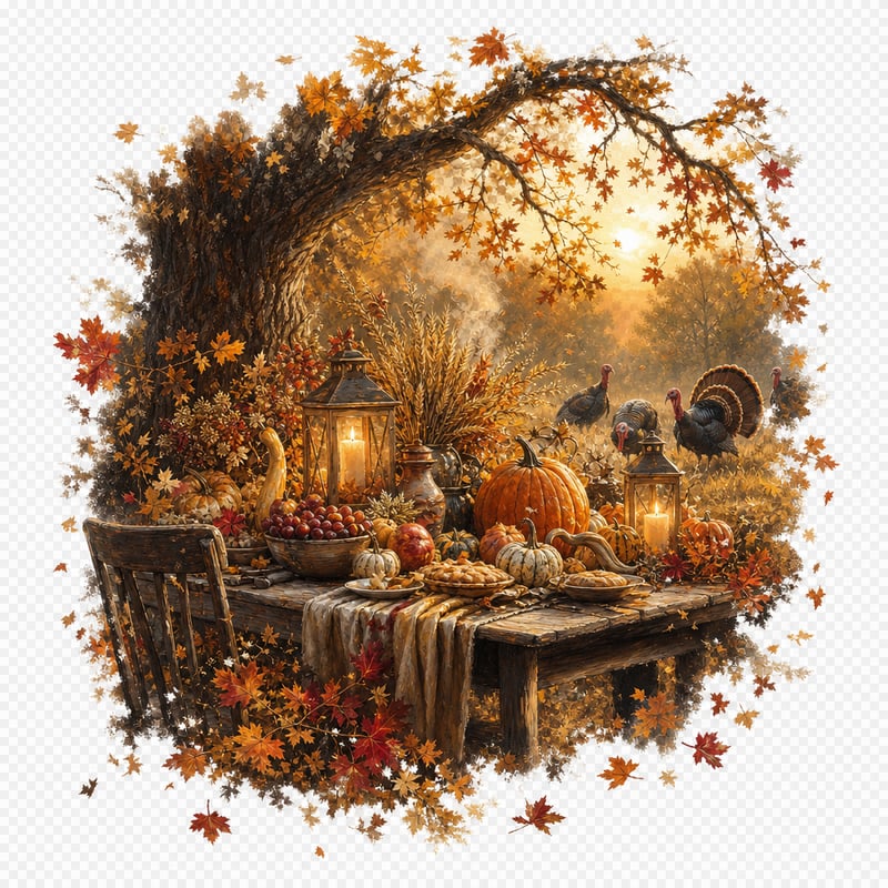 Vintage Rustic Farmhouse Table Illustration