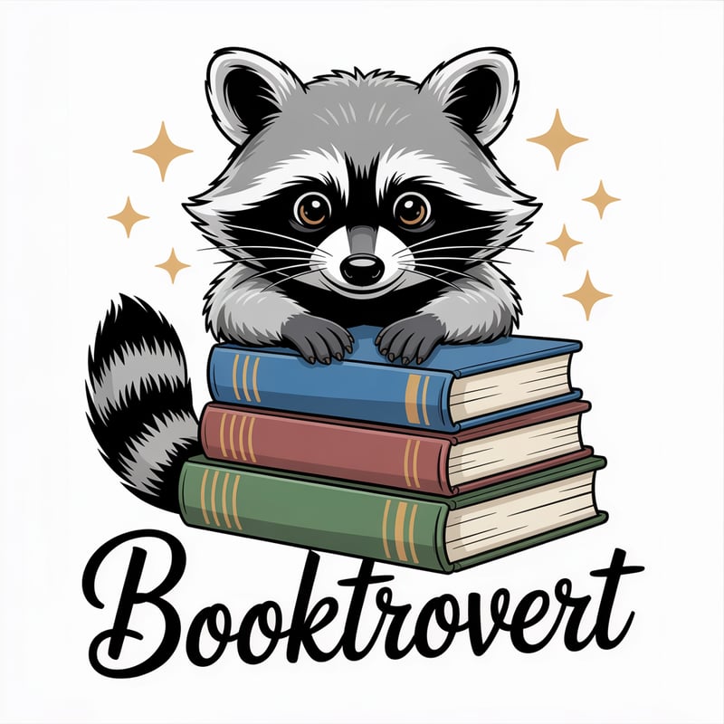 Raccoon with Book Stack Illustration