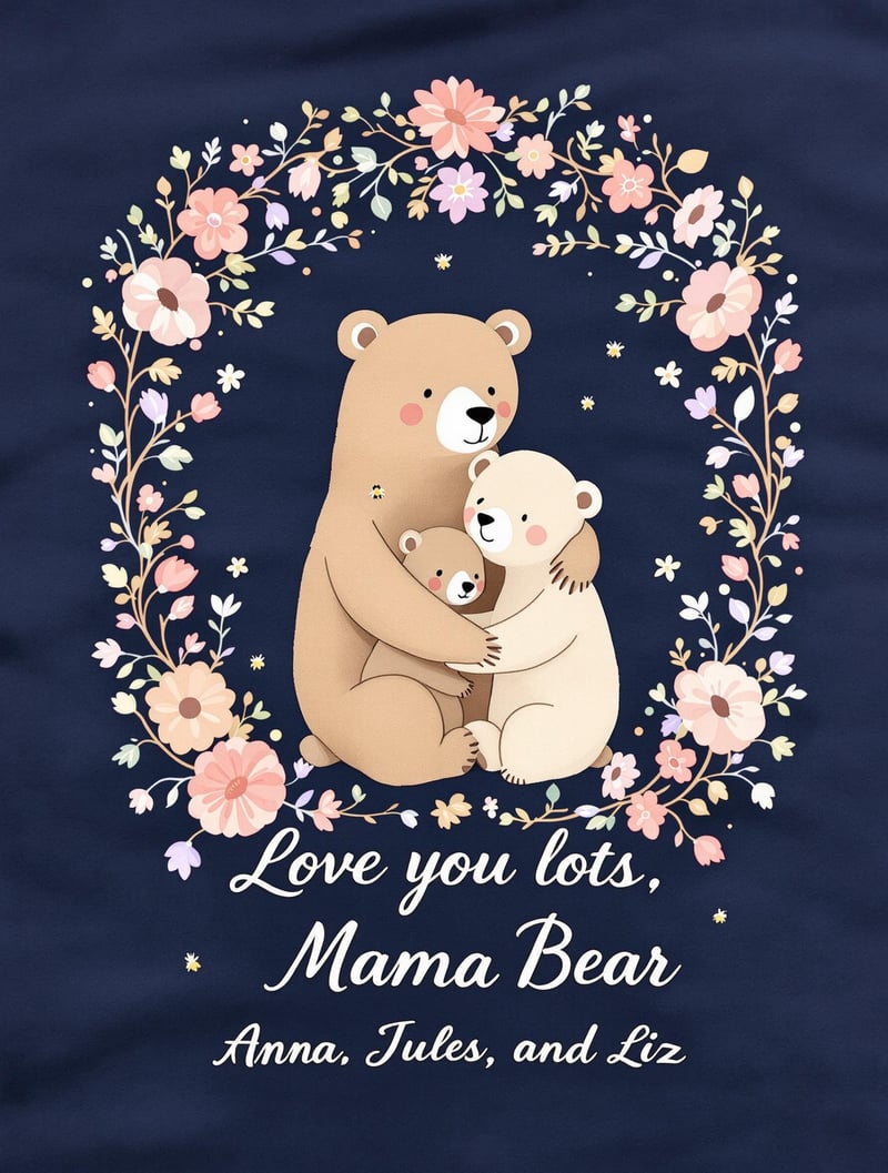 Mama Bear and Cubs Illustration