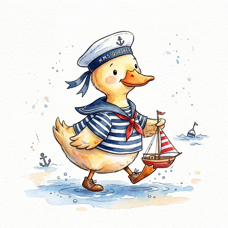 Whimsical Sailor Duck Illustration