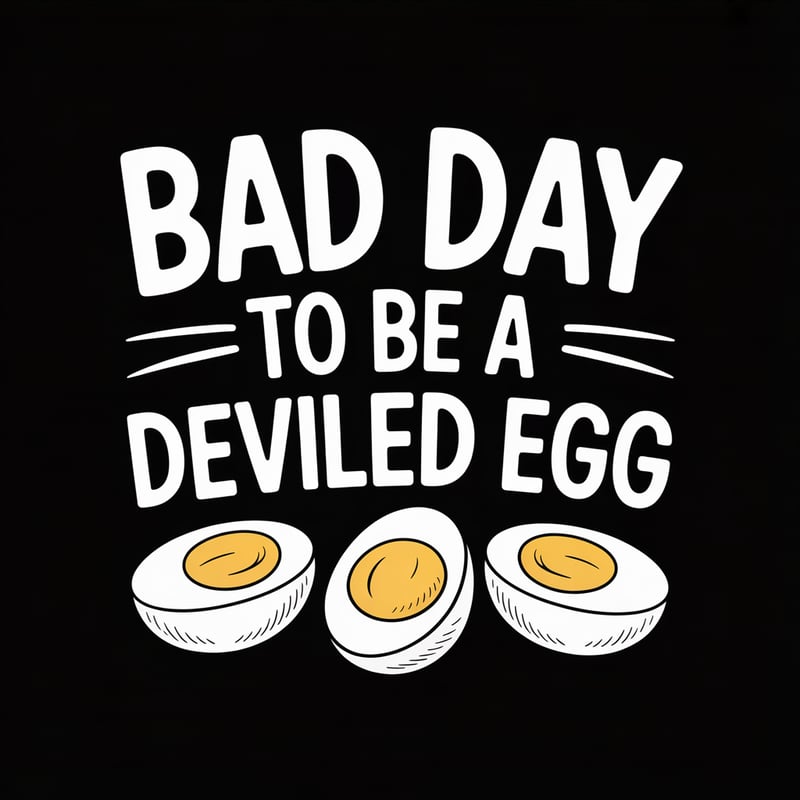 Black T-Shirt with Deviled Egg Design
