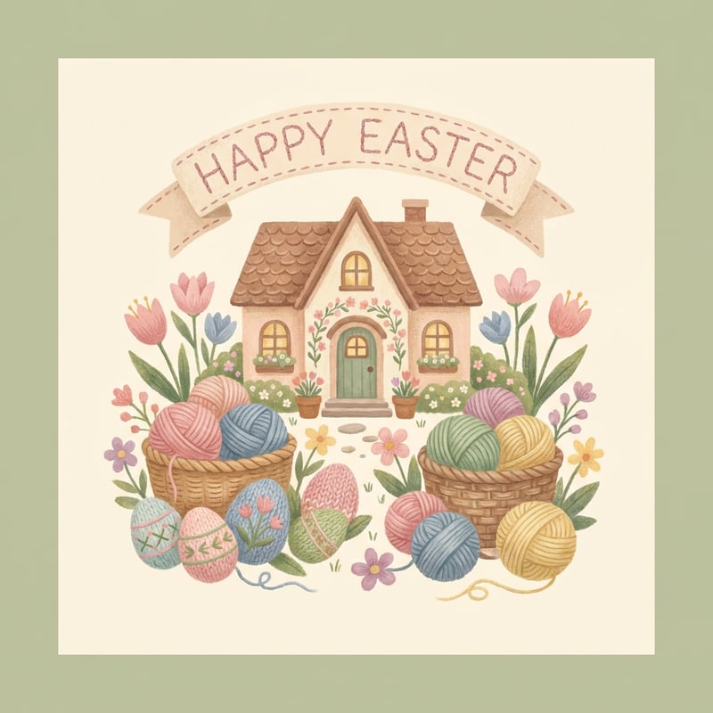 Pastel Easter Yarn Illustration