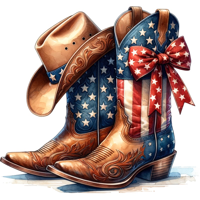 Patriotic Cowboy Boots and Hat Clipart