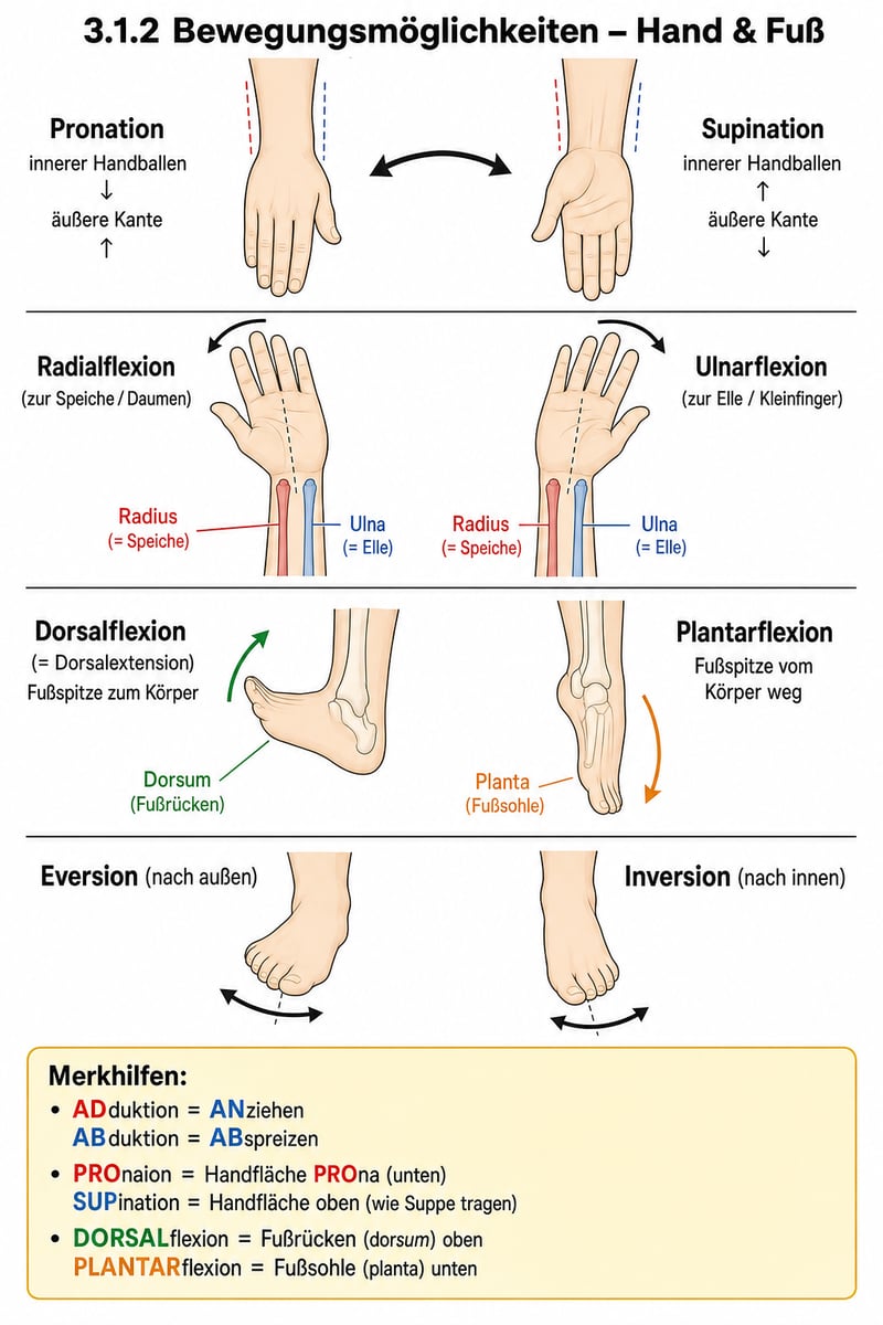 Hand- und Fußbewegungen Illustration