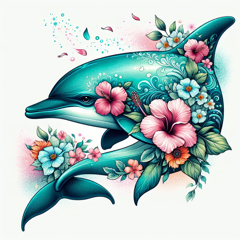Floral Dolphin Illustration Design