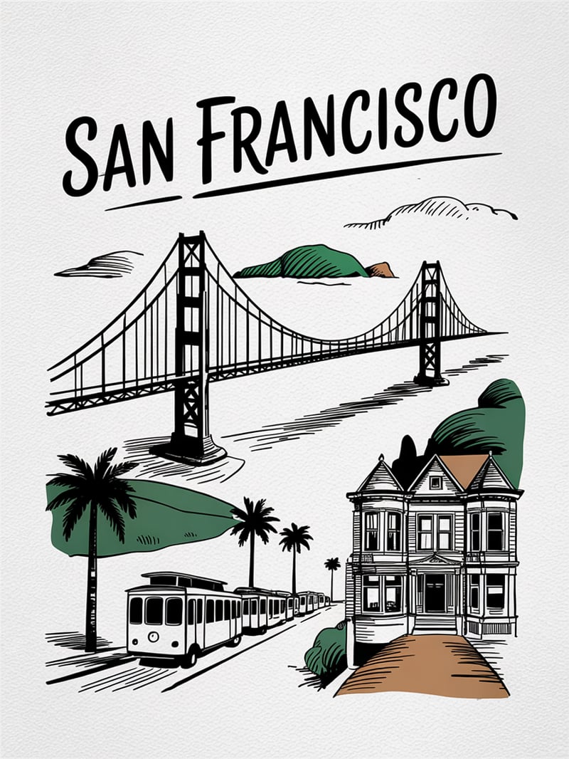 San Francisco 2D Hand-Drawn Sketch Design