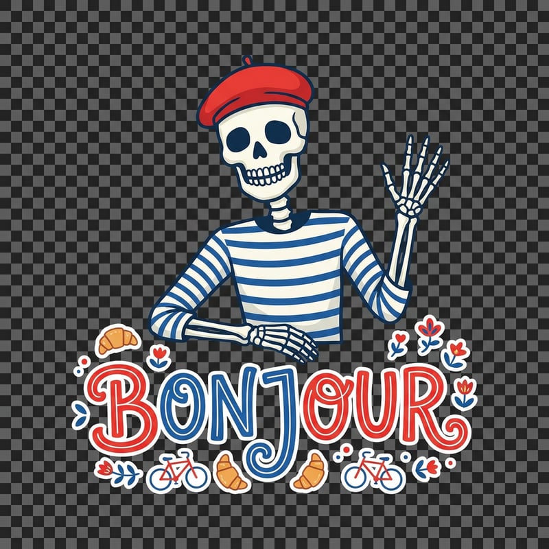 Bonjour Skeleton in Red Beret