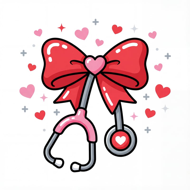 Valentine Nurse Stethoscope Illustration