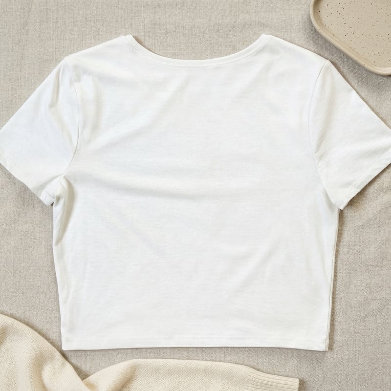White Women's Crop Tee Flatlay