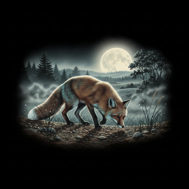 Vintage 1990s Airbrush Red Fox Art