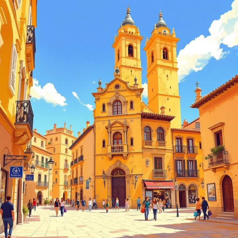 Sunlit Street in Salamanca, Spain