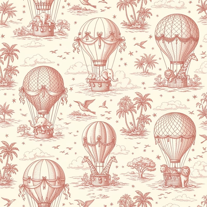 Rose-Taupe Toile Safari Pattern