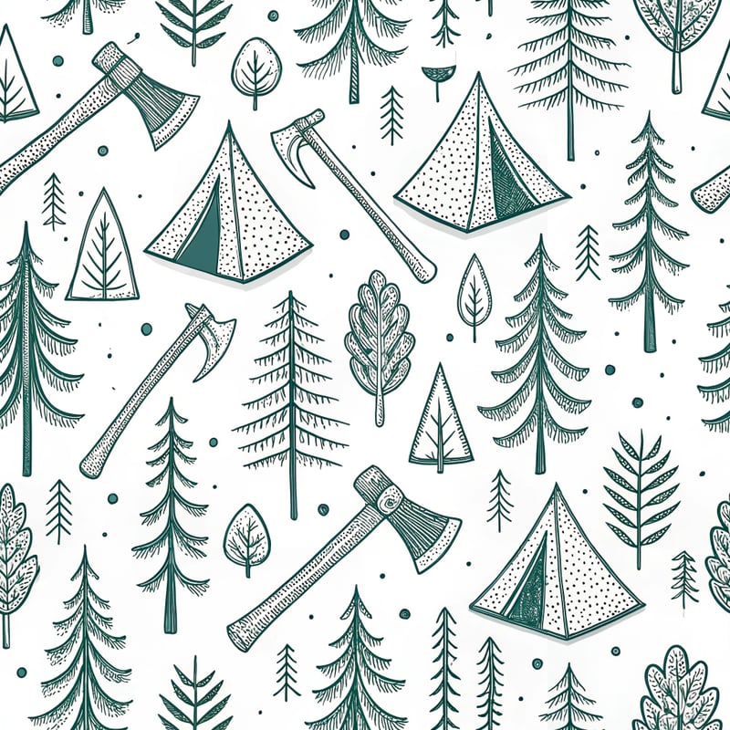 Minimal Line-Art Forest Survival Design