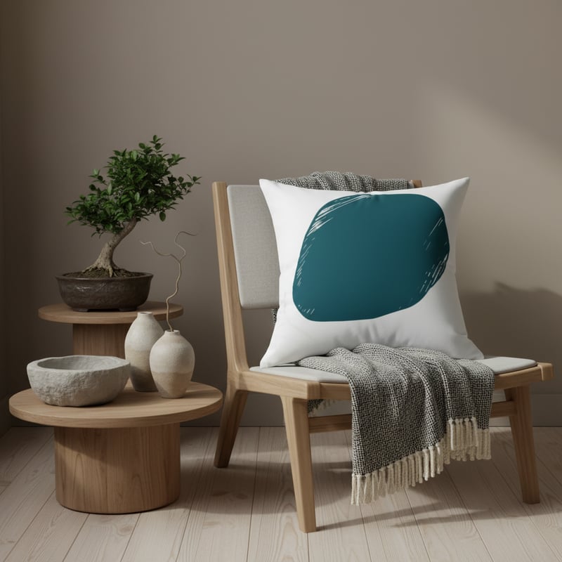 Zen-Inspired Japandi Interior with Pillow