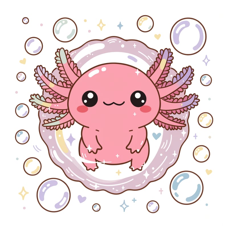 Kawaii Pink Axolotl Sticker