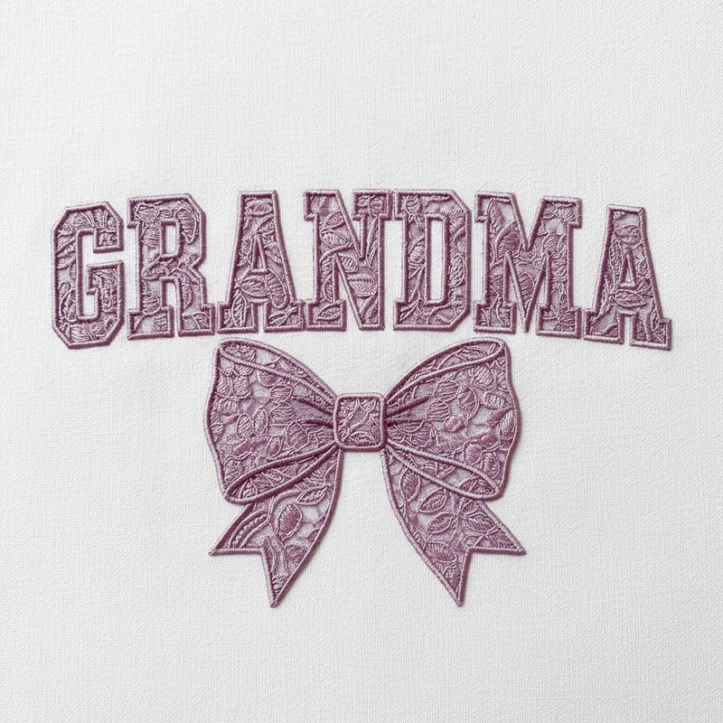 Lavender Embroidered Grandma Text