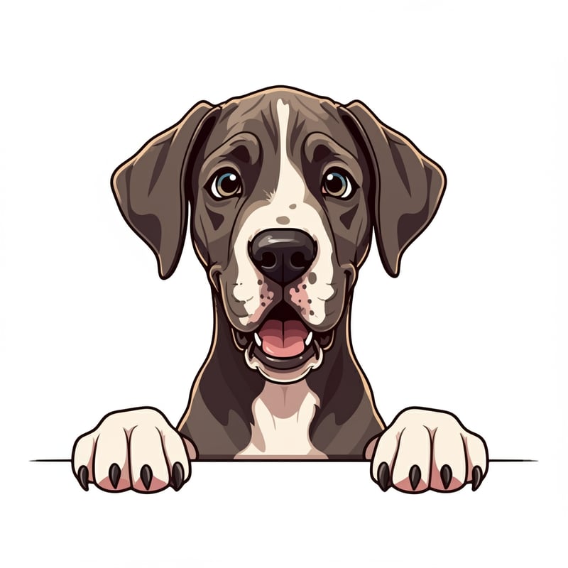Excited Great Dane Peeking Over Ledge
