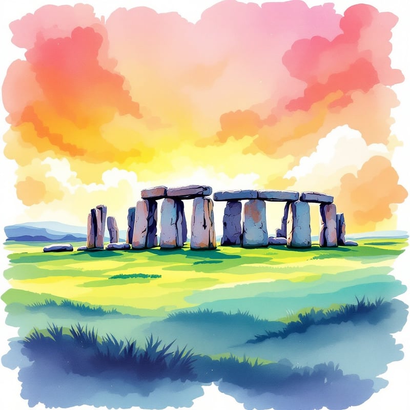 Stonehenge Ink and Watercolor Poster