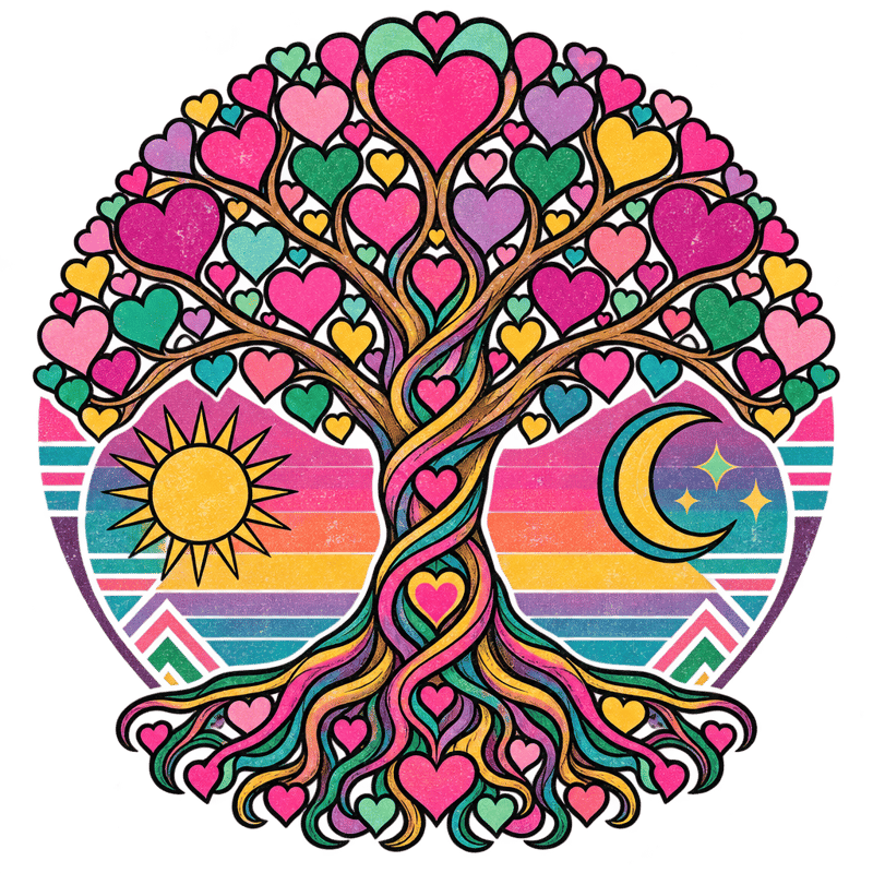 Retro Heart Tree Vintage T-Shirt Graphic