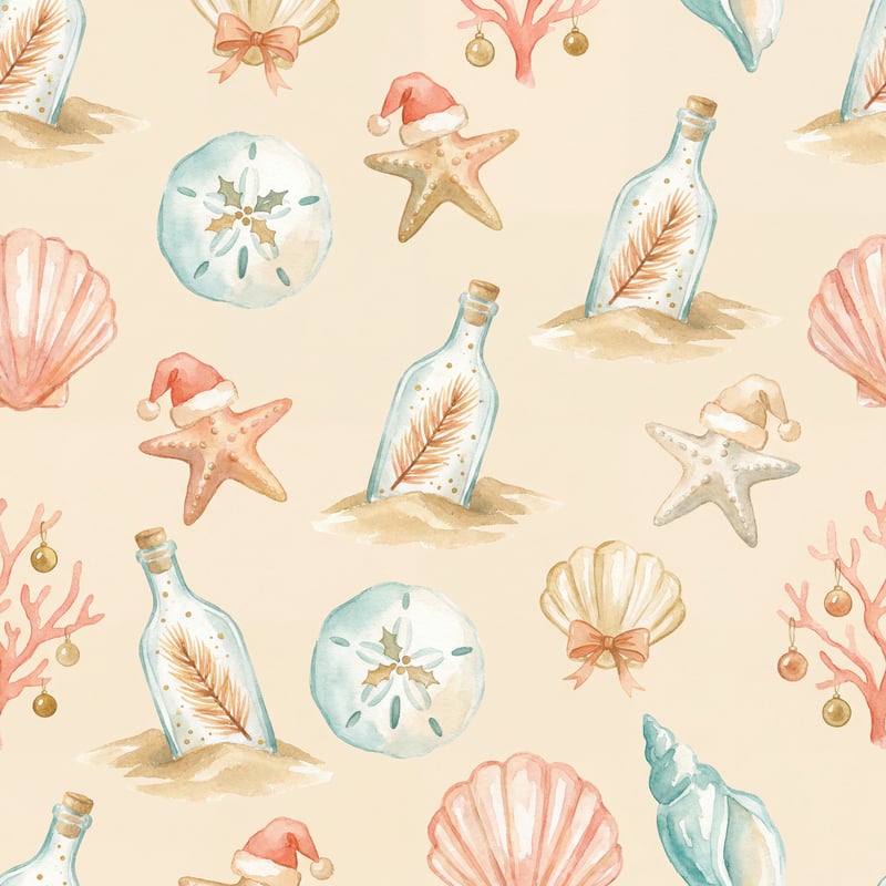 Coastal Christmas Watercolor Pattern