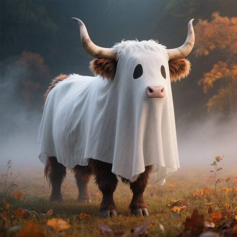 Highland Cow in Halloween Costume
