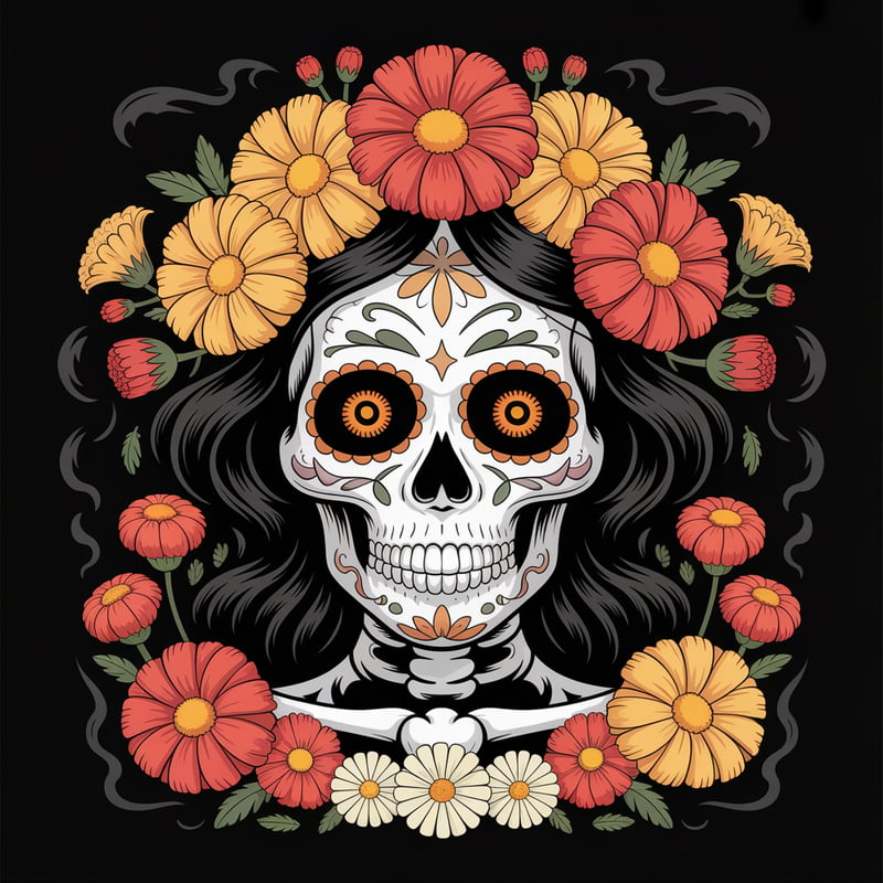 Día de los Muertos Skull Artwork