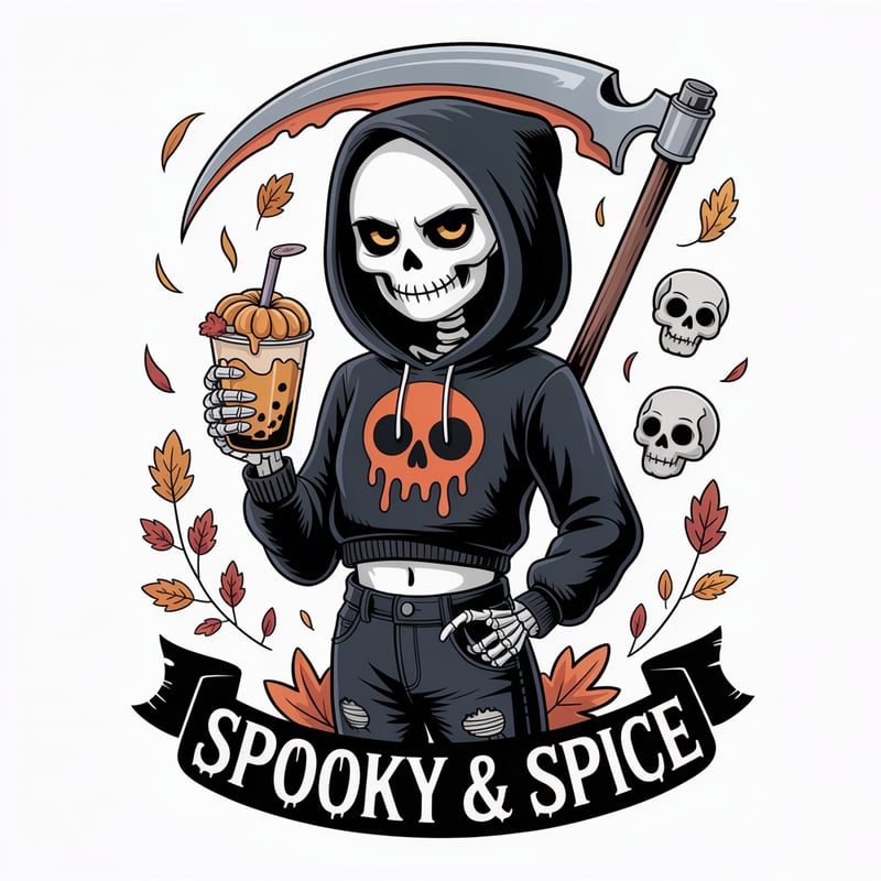 Teenage Skeleton Reaper Girl Illustration