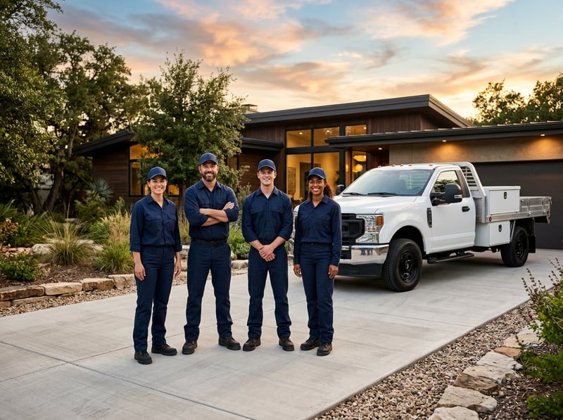 Team Portrait with Work Truck Outdoors