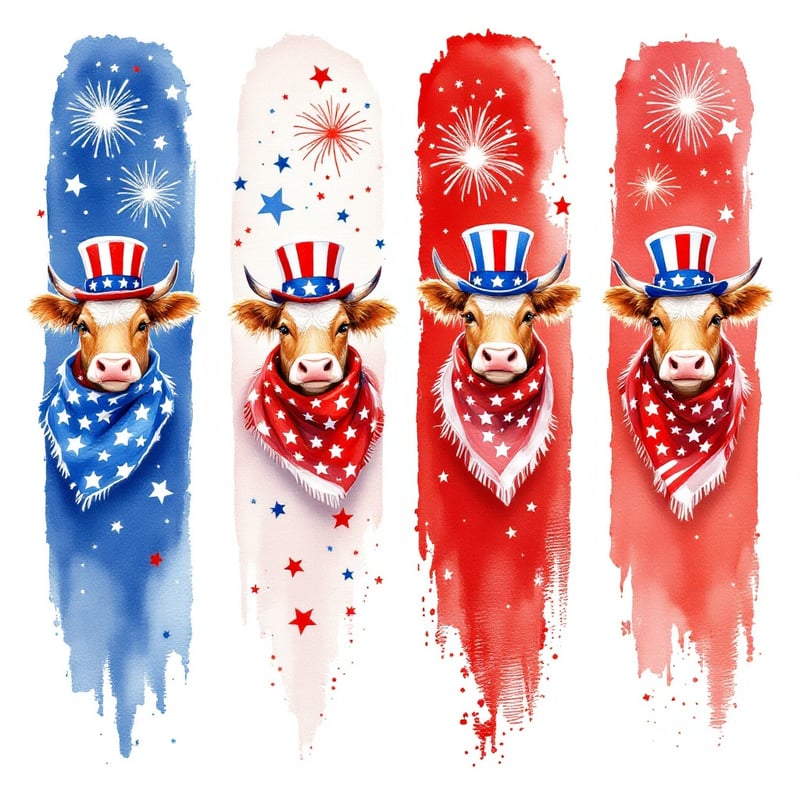Patriotic Highland Cows Art