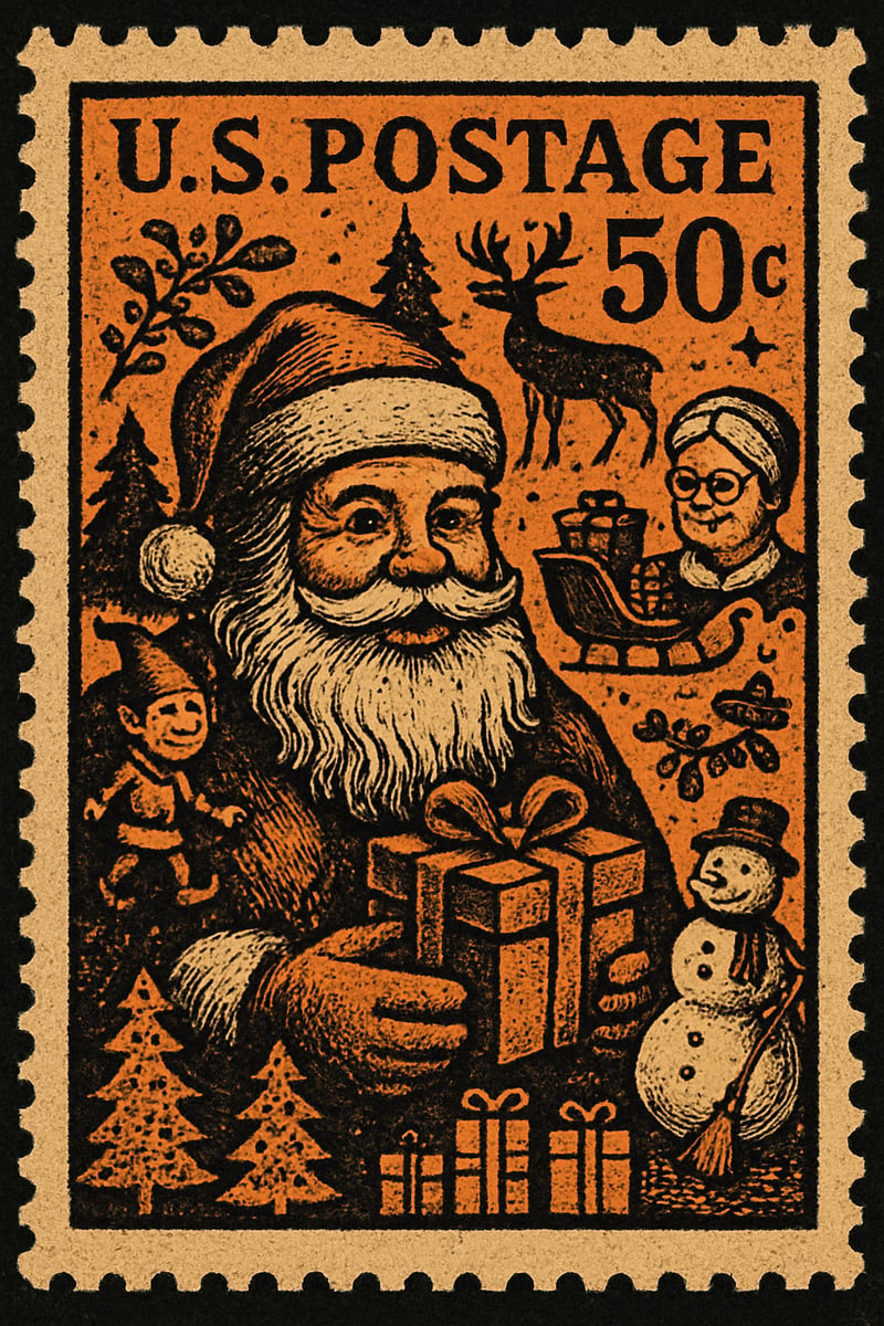 Retro Santa Claus Postage Stamp