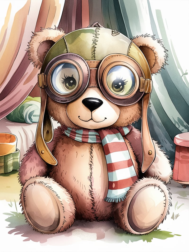 Watercolor Teddy Bear Illustration