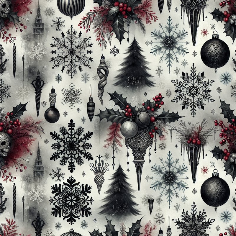 Gothic Christmas Seamless Pattern